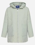  Jachetă Mentă Oversize cu Glugă cu Matlasare Decorativă și Fentă Klimella