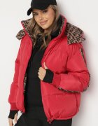  Jachetă Puffer Roșie Reversibilă cu Glugă Detașabilă și Buzunare Erisaria