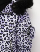  Jachetă Violet Matlasată cu Imprimeu Leopard cu Borsetă Adove