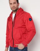  Jachetă Windbreaker Roșie cu Glugă și Buzunare cu fermoar Aridiga