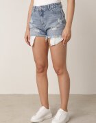 jack berry Pantaloni scurți albaștri din bumbac din denim cu rupturi și cu buzunare vizibile Kordia