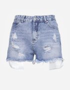 jack berry Pantaloni scurți albaștri din bumbac din denim cu rupturi și cu buzunare vizibile Kordia