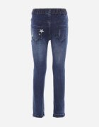  Jeans albaștri cu elastic în talie decorați cu aplicație și cu zirconii Ligustria