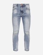  Jeans Albaștri de bumbac cu croială mulată cu rupturi și găuri Agistrea