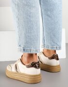 joalice paris Adidași Bej pe Platformă Stil Teniși Iconici cu Imprimeu Leopard Gonoriel