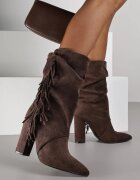 joalice paris Botine Maro stil cowboy cu toc decorate cu franjuri Reitania