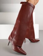 joalice paris Cizme Bordeaux cu toc cui cu carâmb ce imită cracul de pantalon Laorisse