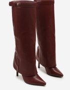 joalice paris Cizme Bordeaux cu toc cui cu carâmb ce imită cracul de pantalon Laorisse
