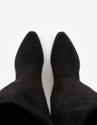 joalice paris Cizme Cowboy Negre Netede din Imitație de Piele Întoarsă cu Toc Conic Karelia