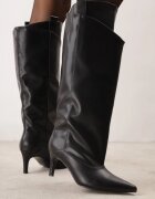joalice paris Cizme fără șireturi cu toc stiletto și carâmb stratificat Skaline Negre