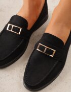 joalice paris Mocasini Negri cu Ornament Metalic Dreptunghiular Aeleorane