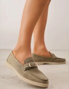 joalice paris Mocasini Verzi cu Ornament Dreptunghiular Metalic Aeleorane