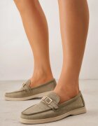 joalice paris Mocasini Verzi cu Ornament Dreptunghiular Metalic Aeleorane