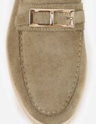 joalice paris Mocasini Verzi cu Ornament Dreptunghiular Metalic Aeleorane