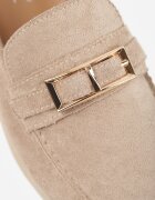joalice paris Moccasini Bej închis cu Ornament Metalic Dreptunghiular Aeleorane