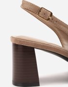 joalice paris Pantofi clasici cu toc gros fără călcâi din imitație de piele întoarsă Tyllia Bej închis Bej închis