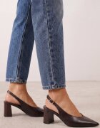 joalice paris Pantofi eleganți cu toc gros cu curea la călcâi și vârf ascuțit Gihisa Maro