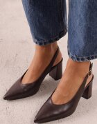 joalice paris Pantofi eleganți cu toc gros cu curea la călcâi și vârf ascuțit Gihisa Maro