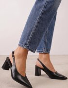 joalice paris Pantofi eleganți cu toc gros cu curea la călcâi și vârf ascuțit Gihisa Negri