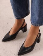 joalice paris Pantofi eleganți cu toc gros cu curea la călcâi și vârf ascuțit Gihisa Negri