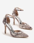 joalice paris Pantofi stiletto de șarpe cu aplicații și cirkonii Ridisaria