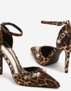 joalice paris Pantofi stiletto panteră cu Aplicații și Strasuri Ridisaria