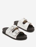 joalice paris Papuci Albi cu Barete cu Catarame Decorati cu Zirconii Polliera