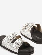 joalice paris Papuci Albi cu Barete cu Catarame Decorati cu Zirconii Polliera