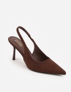 joalice paris Sandale Maro Slingback din imitație de piele întoarsă cu toc stiletto cu vârf ascuțit Delanoe