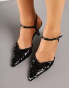 joalice paris Sandale Negre cu toc stiletto decorate cu paiete Ulanilia