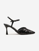 joalice paris Sandale Negre cu toc stiletto decorate cu paiete Ulanilia