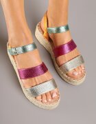 joalice paris Sandale Roz-Auriu cu barete decorative și pană împletită Daviviera