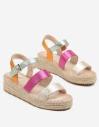 joalice paris Sandale Roz-Auriu cu barete decorative și pană împletită Daviviera