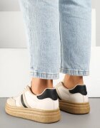 joalice paris Sneakers Bej-Negru pe Platformă în Stilul Tenisilor Cult Decorate cu Imprimeu Leopard Gonoriel