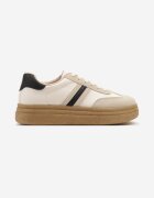 joalice paris Sneakers Bej-Negru pe Platformă în Stilul Tenisilor Cult Decorate cu Imprimeu Leopard Gonoriel