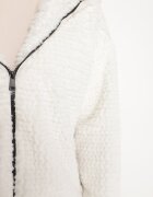 jstyle Geacă albă de blană cu glugă decorată cu șnururi elastice Deotana