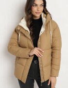 jstyle Geacă matlasată bej deschis croială boxy cu glugă și buzunare Alissan