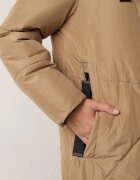 jstyle Geacă Matlasată Bej închis cu croi lung tip cutie cu glugă și buzunare Attesina