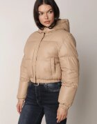 jstyle Geacă Matlasată Bej închis Scurtă cu Glugă Tinthella