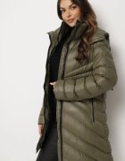 jstyle Geacă Matlasată Verde închis De iarnă cu croială mai lungă cu glugă Sialdra