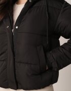jstyle Geacă Neagră Matlasată Puffer cu Glugă Miviera