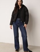 jstyle Geacă Negru Matlasată cu Glugă Mivuna