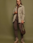 jstyle Geacă Parka bej închis cu șnur în talie și glugă Teridi