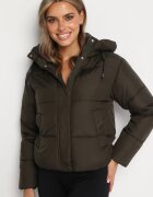 jstyle Geacă Verde închis Matlasată Puffer cu Glugă Miviera
