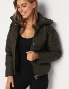 jstyle Geacă Verde închis Matlasată Puffer cu Glugă Miviera