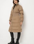 jstyle Jachetă Bej închis Matlasată cu o croială cambrată cu elastic lat în talie și guler înalt Hedilaine