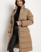 jstyle Jachetă Bej închis Matlasată cu o croială cambrată cu elastic lat în talie și guler înalt Hedilaine