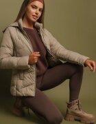 jstyle Jachetă bej închisă cu cusături matlasate și glugă detașabilă Felanwen