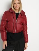 jstyle Jachetă Bordo Matlasată scurtă cu glugă Tinthella
