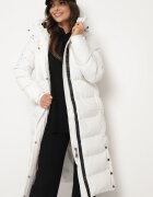 jstyle Jachetă lungă albă cu glugă cu șnururi și tiv cu capse Sialinnor